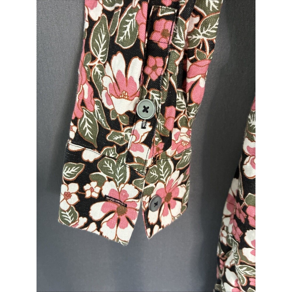 Outerknown Wander Linen & Cotton Romper Shorts Small Black Pink Floral Cottage - Picture 11 of 16